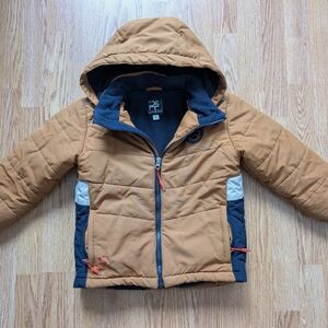 Kids Tan and Navy Puffer Jacket